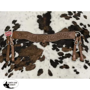 Showman ® Floral Tooled Medium Leather Tripping Collar with Black Whipstitching