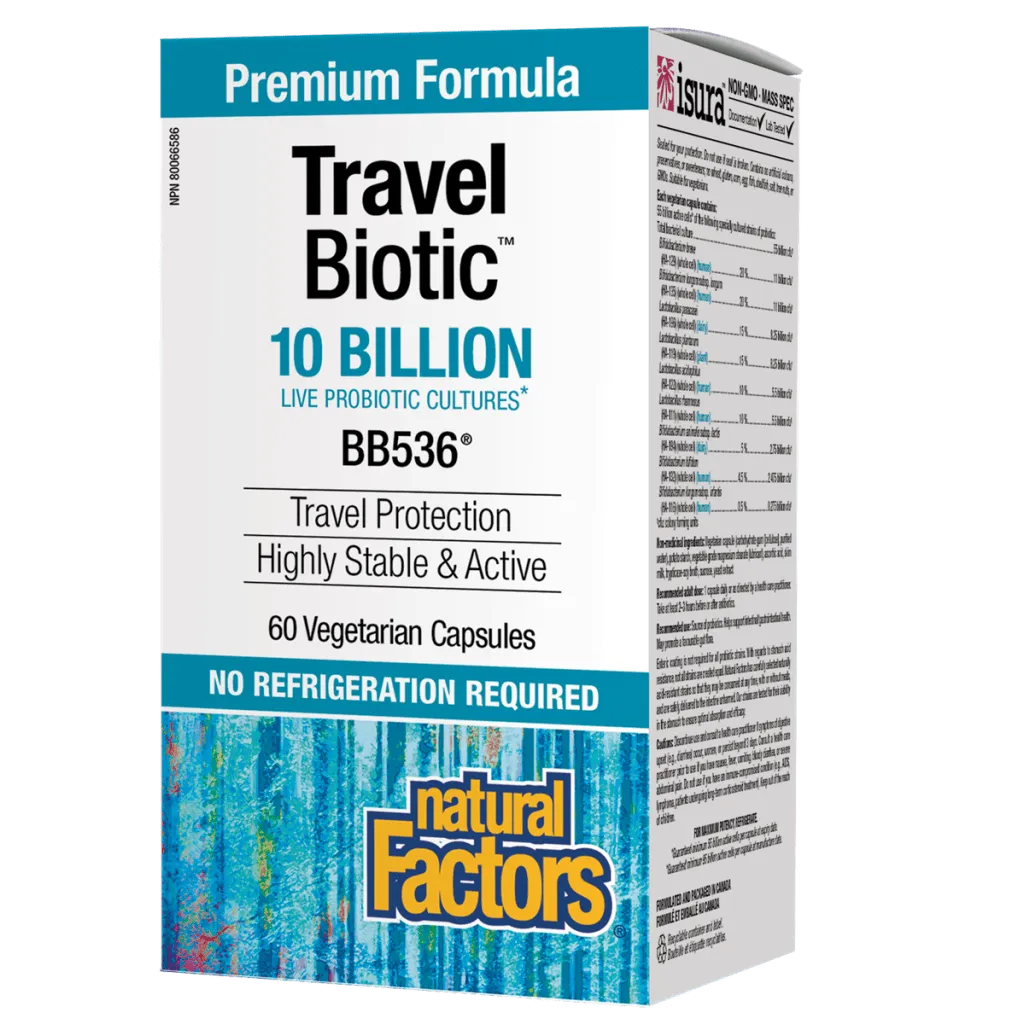 Travel Biotic®  10 Billion Live Probiotic Cultures Vegetarian Capsules