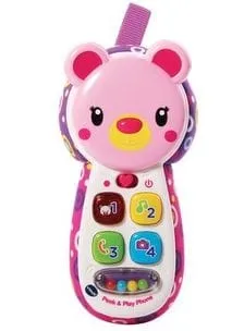 V-TECH  Peek & Play Phone Pink: Have fun pretending to make calls by pressing the buttons and hearing playful songs, phrases and music - 502753