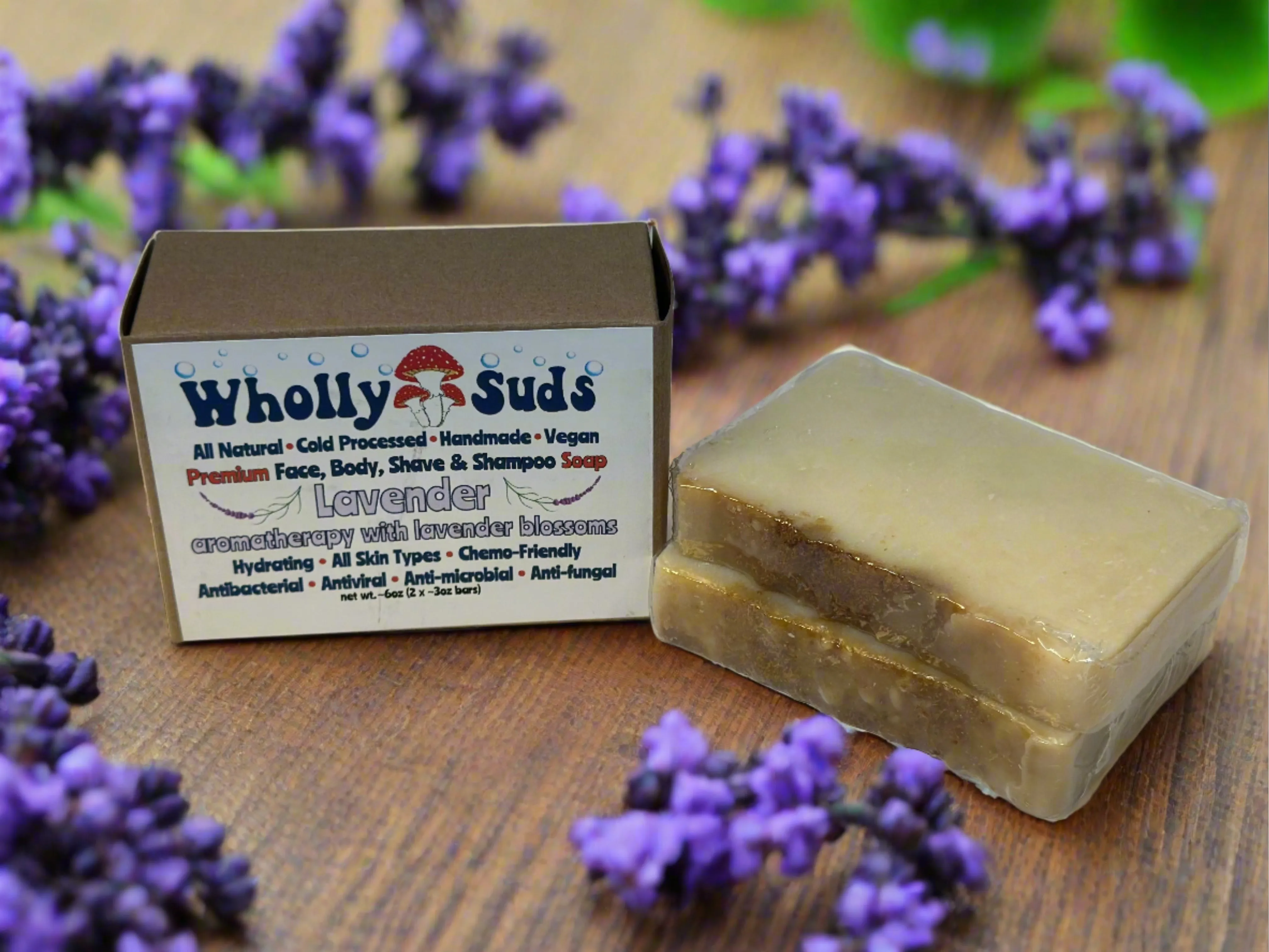 Wholly Suds Lavender Artisan Soap(All Natural, Eco-Friendly, Chemical-Free)