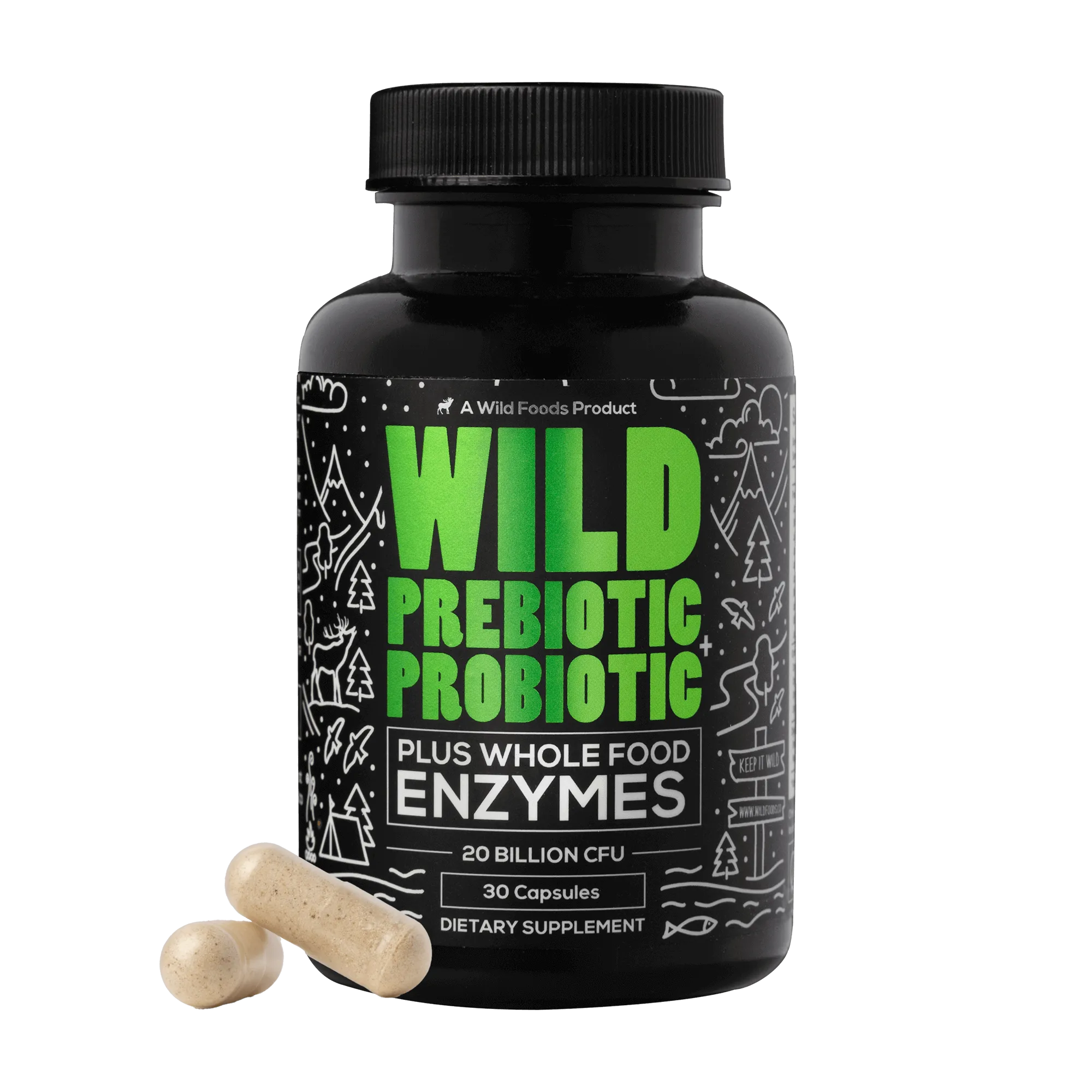 Wild Prebiotics Probiotics & Digestive Enzymes - 20 Billion CFU by Wild Foods